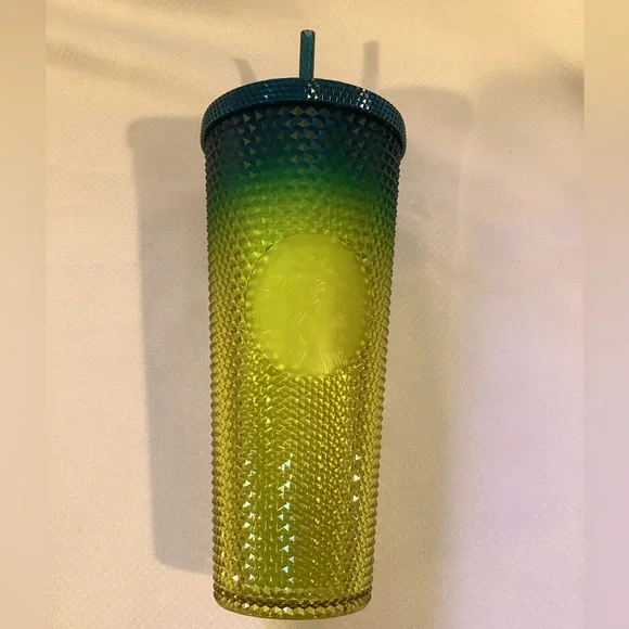 Starbucks | Dining | New Starbucks Tumbler Lemon Studded Bling Venti 24 Oz  Color Blue Gold | Poshmark
